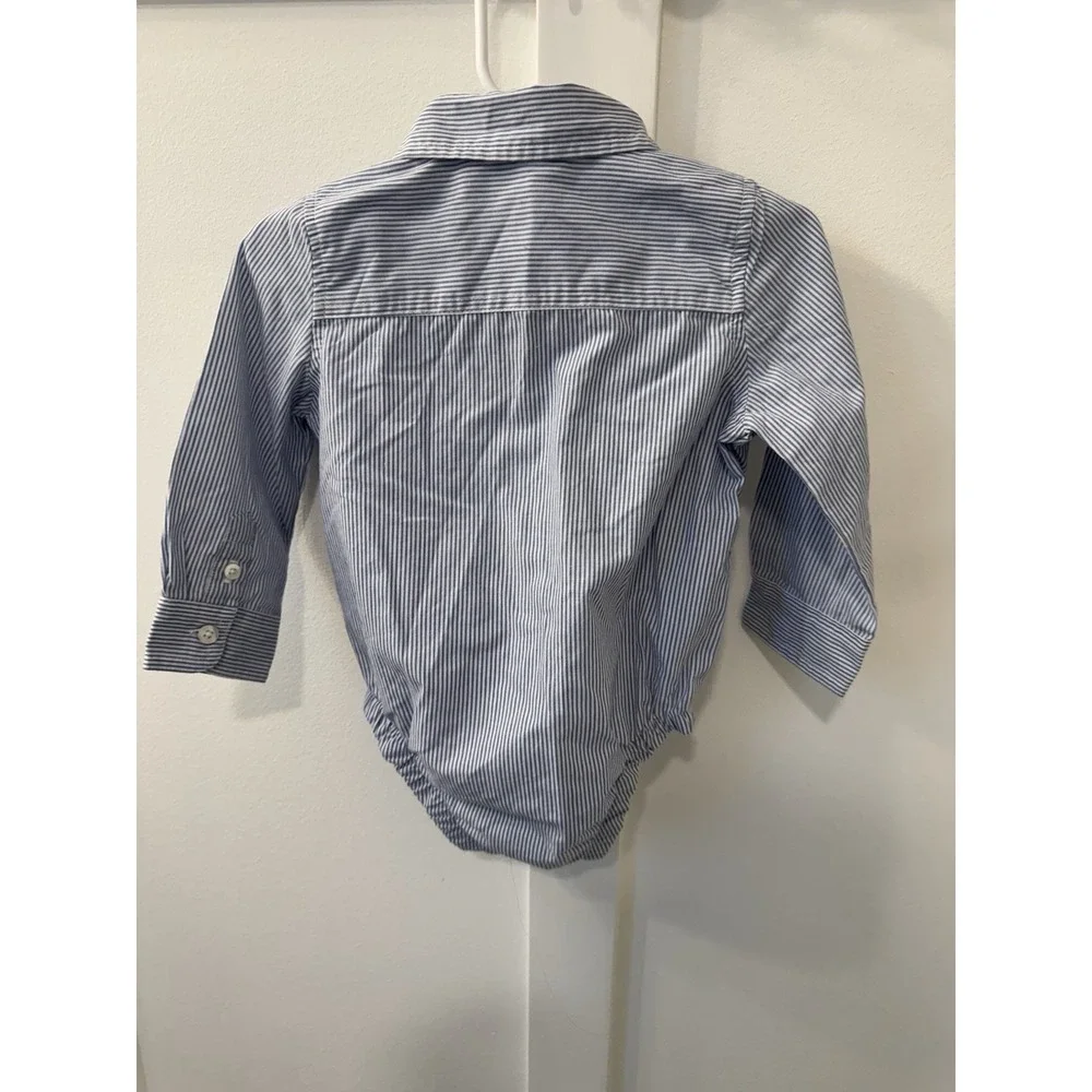 Wrangler‎ Boys 18 Months Bodysuit Long Sleeve Button Up Blue Plaid Shirt Logo